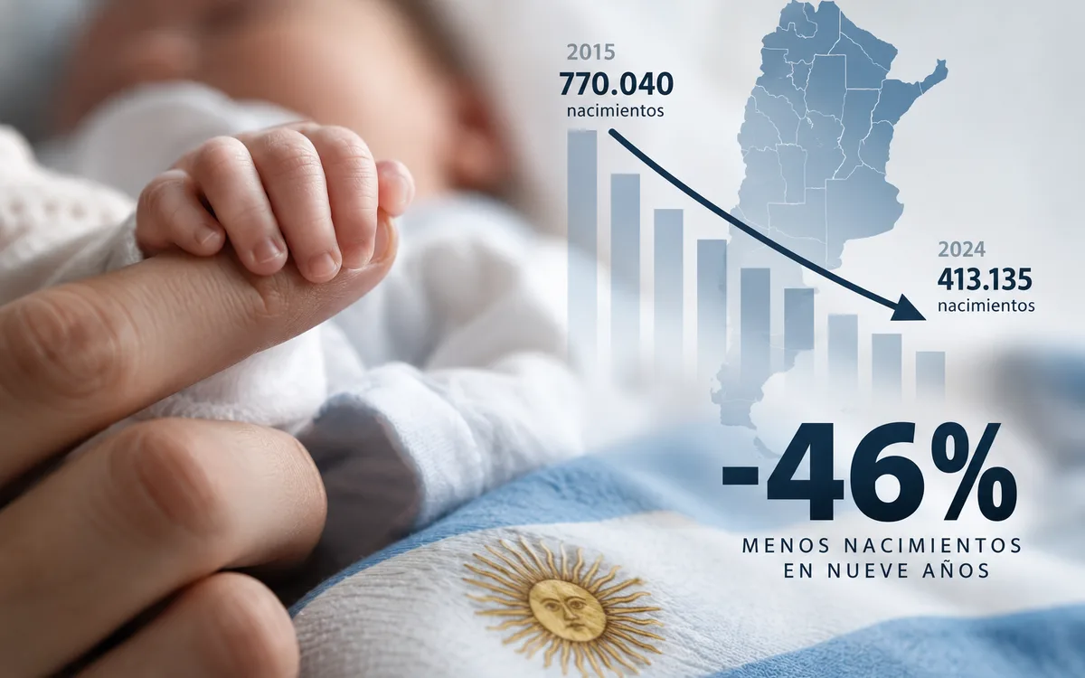 Fuerte caída de la natalidad en Argentina: hubo un 46% menos de nacimientos en nueve años.