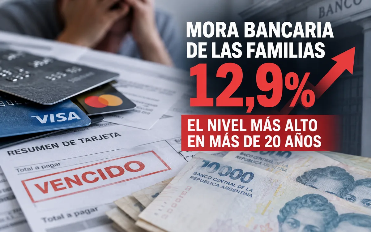 Crece el endeudamiento: la mora de las familias alcanzó su nivel más alto en más de 20 años.