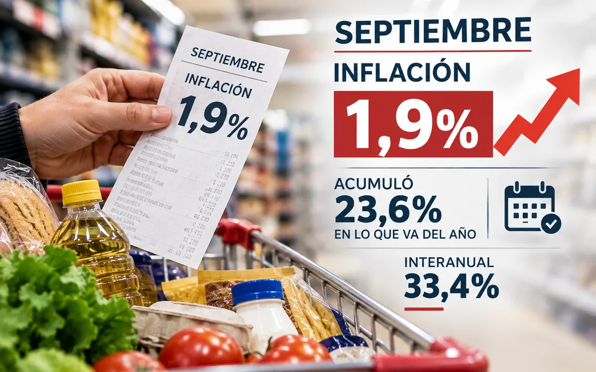 Septiembre cerró con una inflación del 1,9% y un acumulado del 23,6% en 2026.